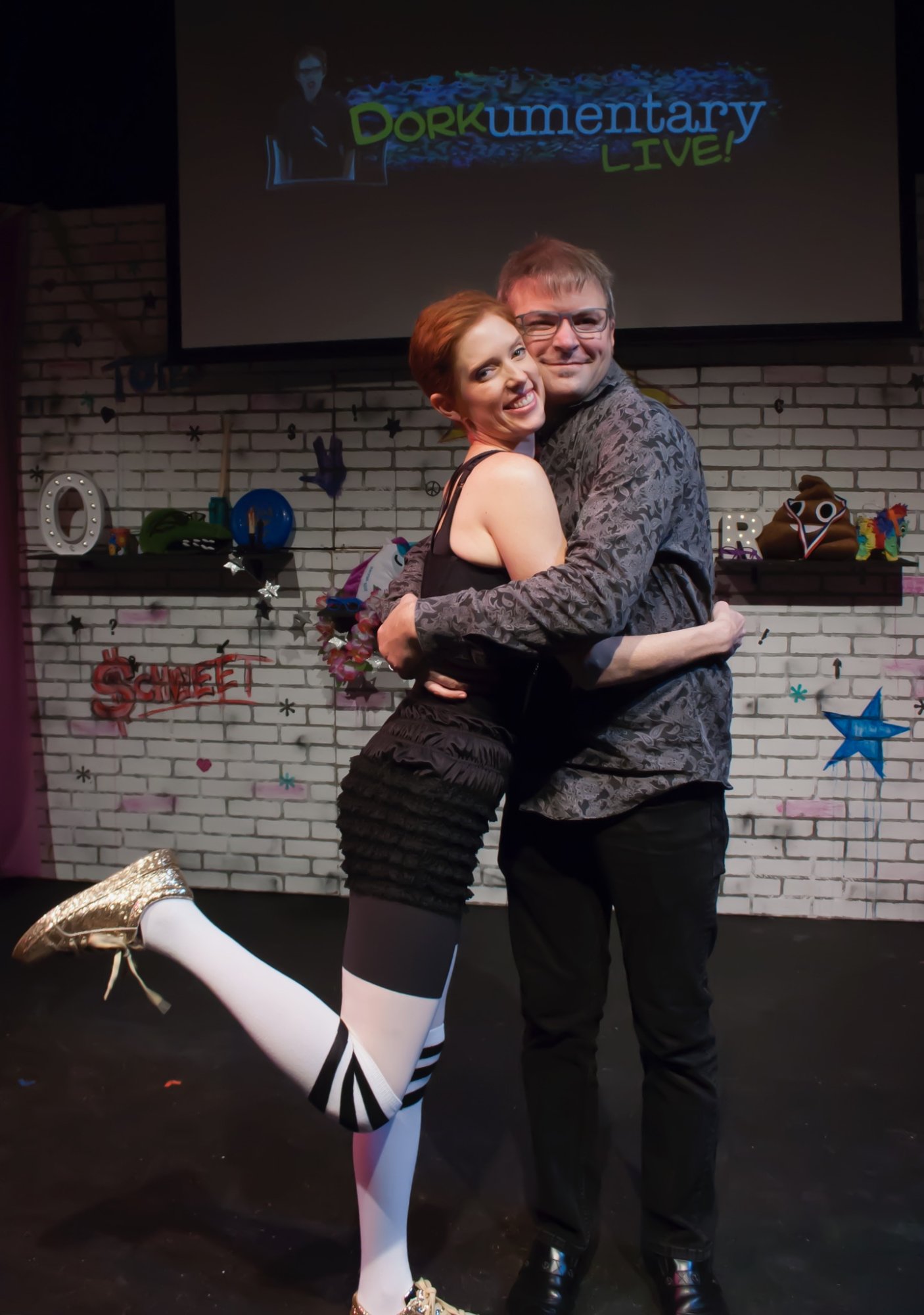 David Tarleton and Adria Dawn on the Dorkumentary Live! set