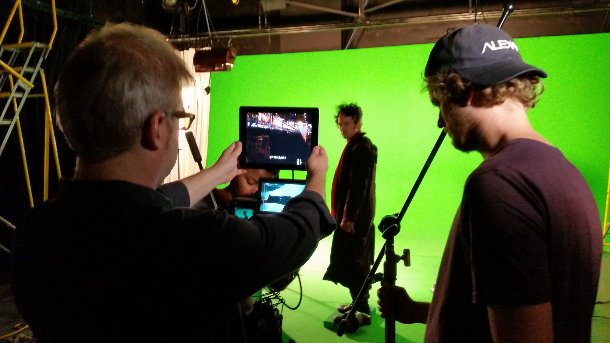 David Tarleton directing on the greenscreen stage of Hunter