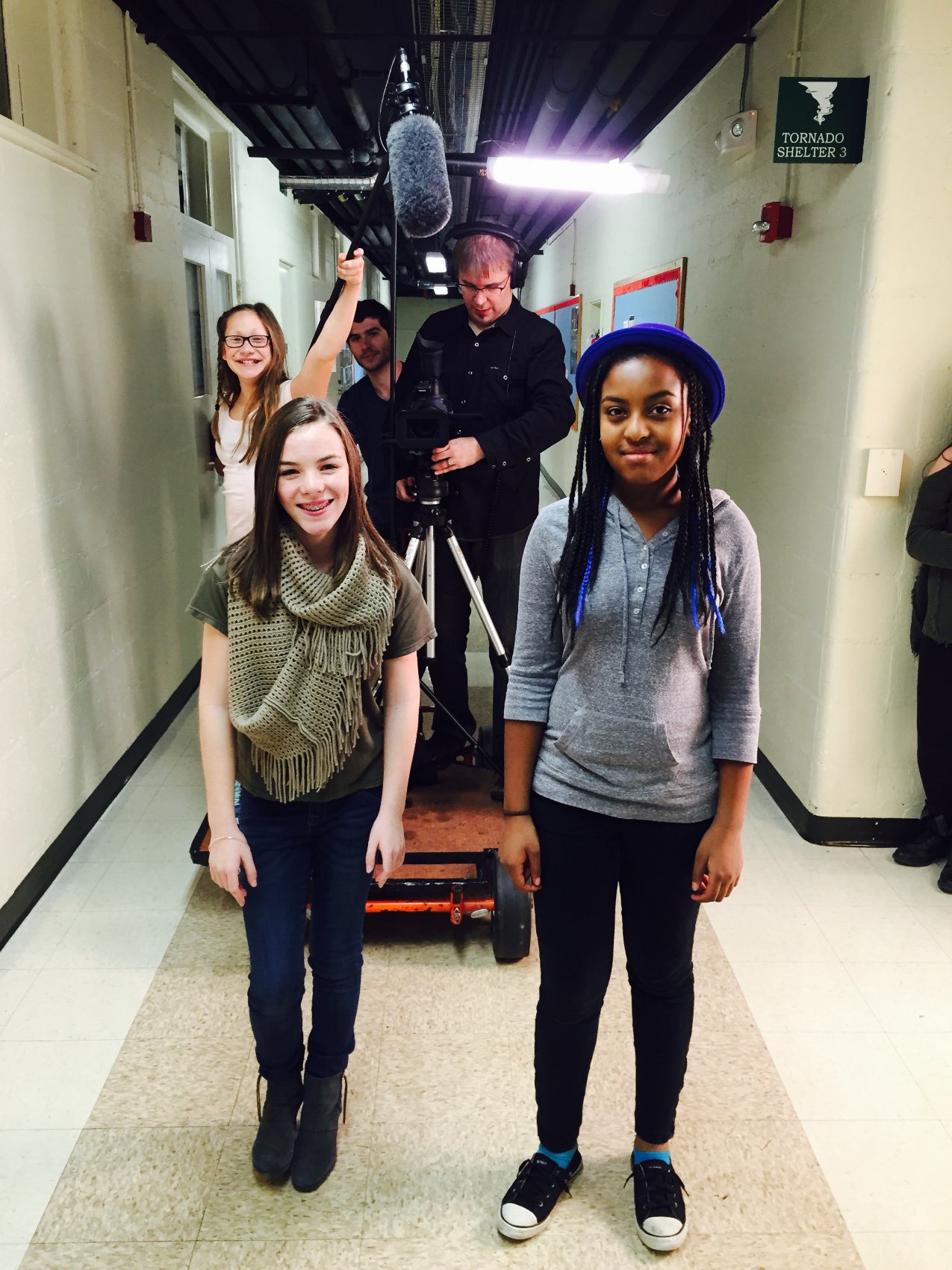 Young actors and crew on a Kids Matter shoot