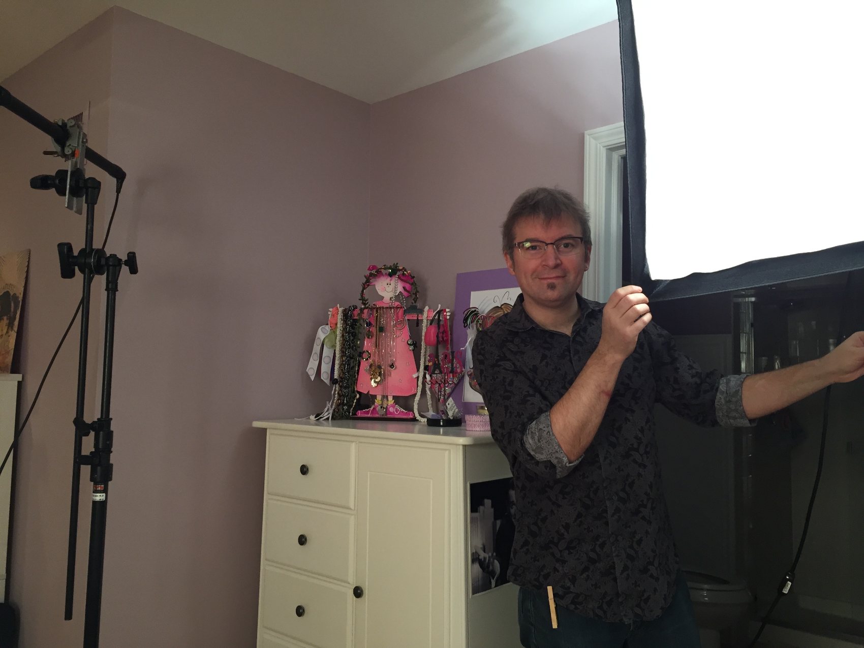 David Tarleton setting a light on a Kids Matter shoot