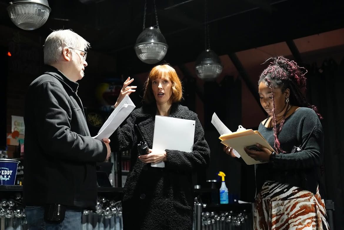 David Tarleton and Adria Dawn at the camera on the set of Mantra