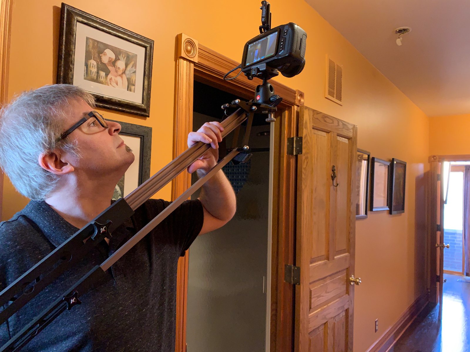David Tarleton operating a camera slider on Starfield Tectonics