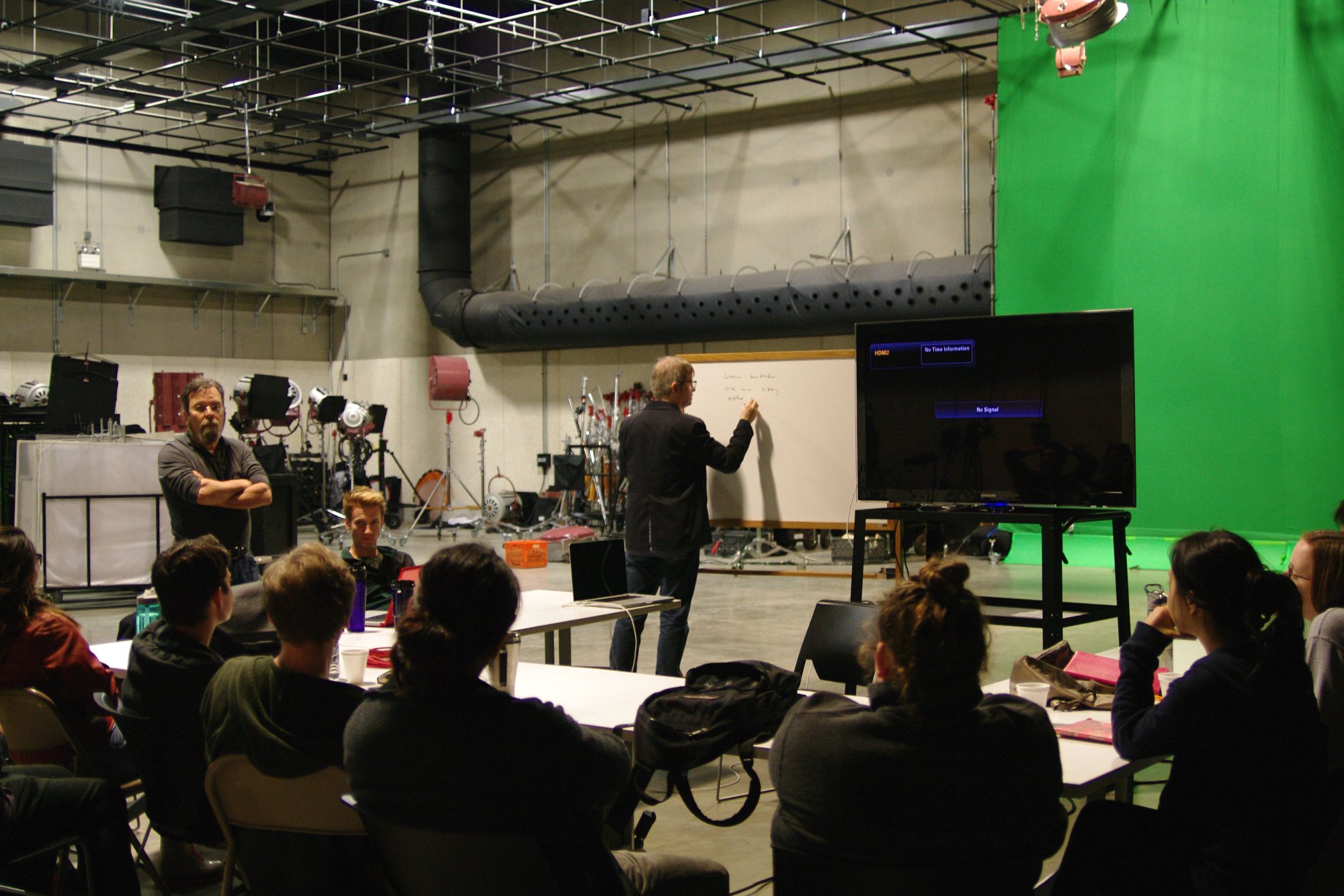 David Tarleton teaching a class on a film soundstage