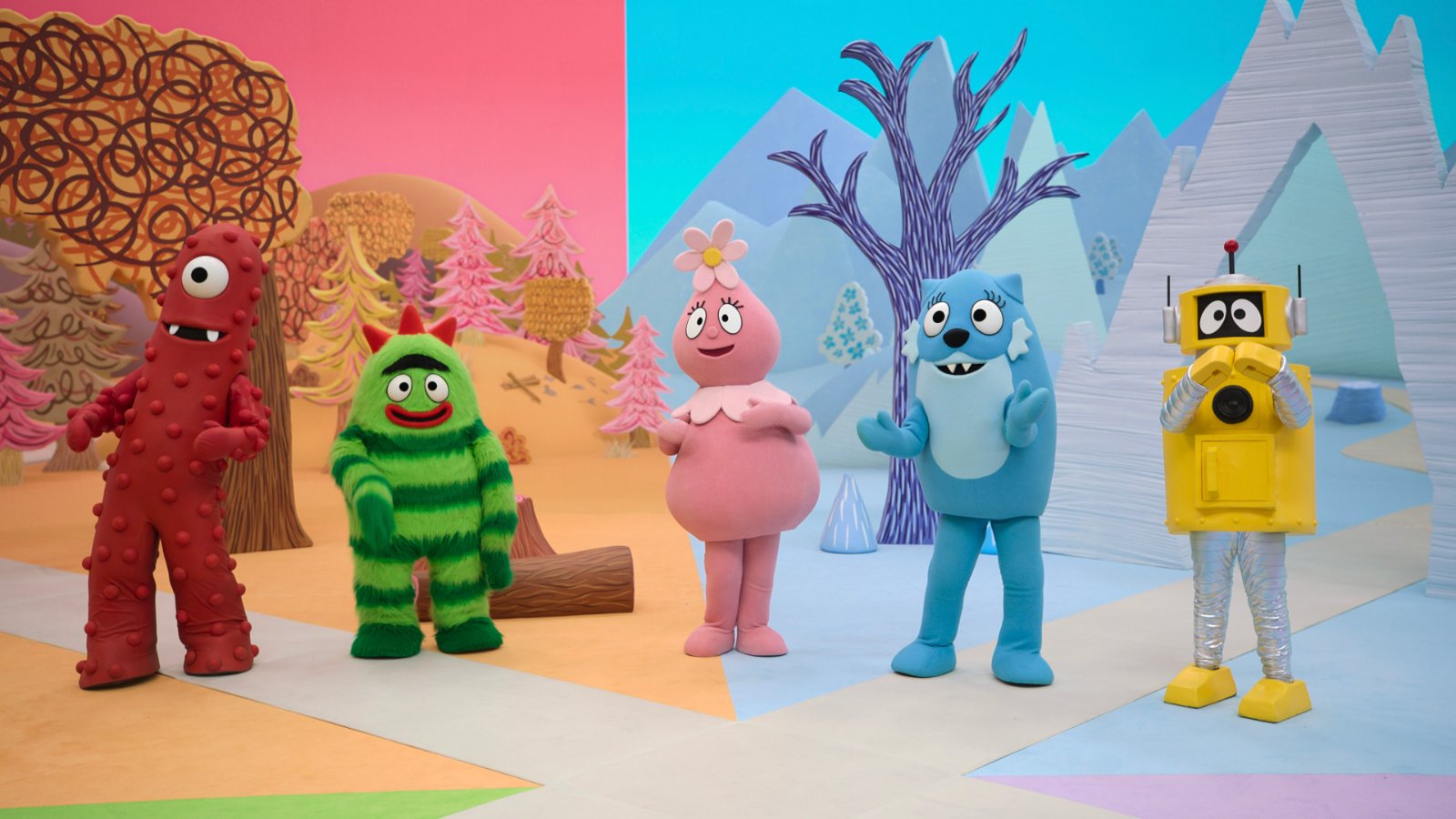 The Yo Gabba GabbaLand! characters on set